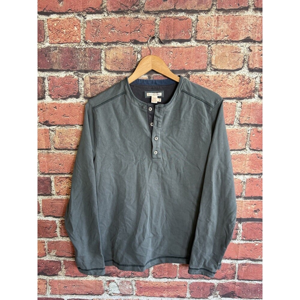 Carbon 2 Cobalt Mens Green Long Sleeve Henley Shirt Size Medium
